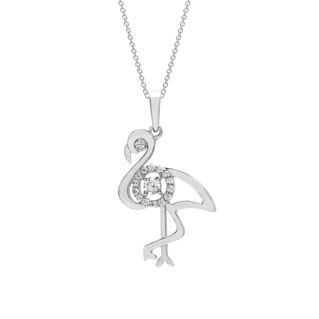 925 Sterling Silver White Gold Plated Cubic Zirconias Bird Pendant