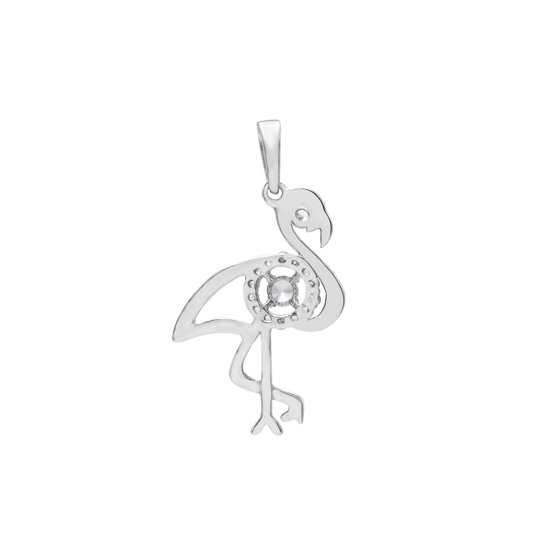 925 Sterling Silver White Gold Plated Cubic Zirconias Bird Pendant