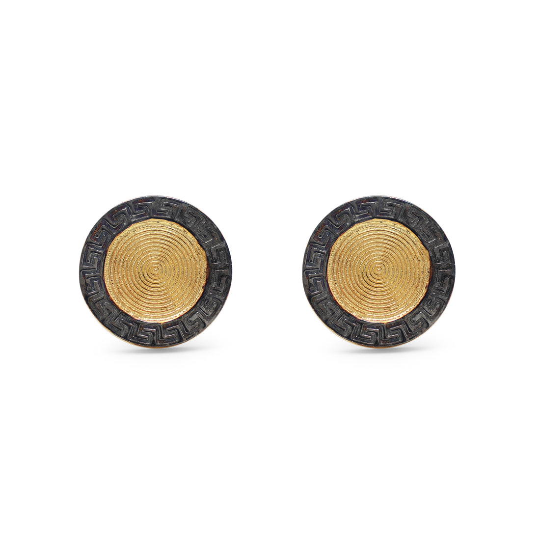 925 Sterling Silver Yellow Gold & Black Rhodium Plated Embossed Gleam Cufflinks