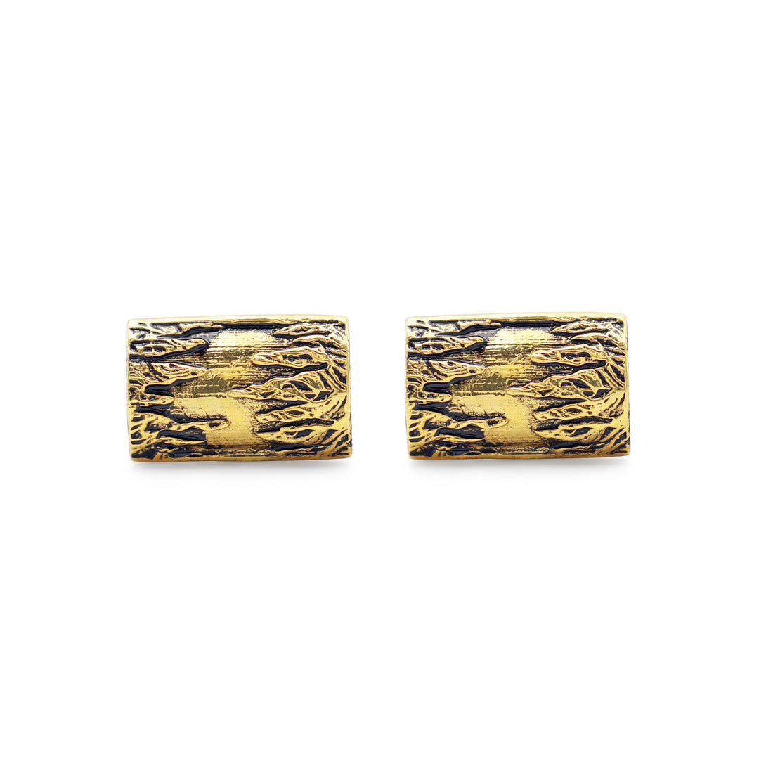 925 Sterling Silver Yellow Gold Plated Cufflinks Side View