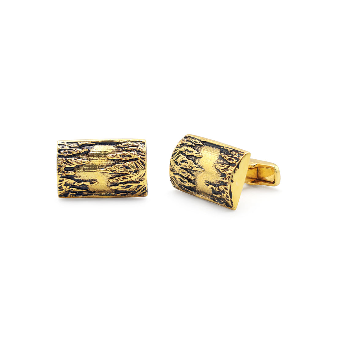 925 Sterling Silver Yellow Gold Plated Cufflinks Side View
