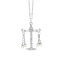 925 Sterling Silver Zodiac Sign Libra Pendant Diamond Necklace