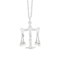 925 Sterling Silver Zodiac Sign Libra Pendant Diamond Necklace Back View