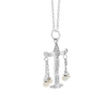 925 Sterling Silver Zodiac Sign Libra Pendant Diamond Necklace Side View