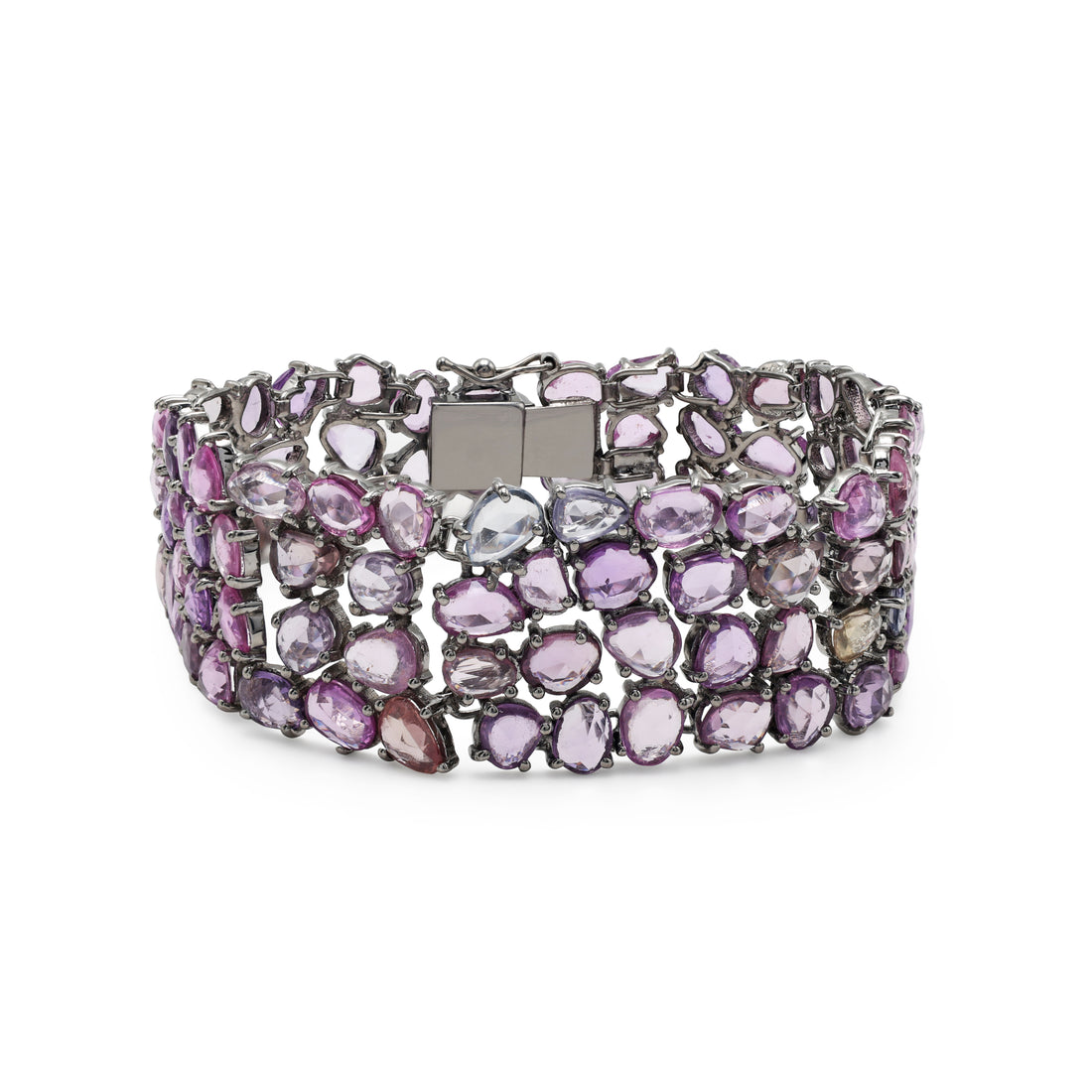 Black Rhodium plated 925 Silver Pink Sapphire Bracelet