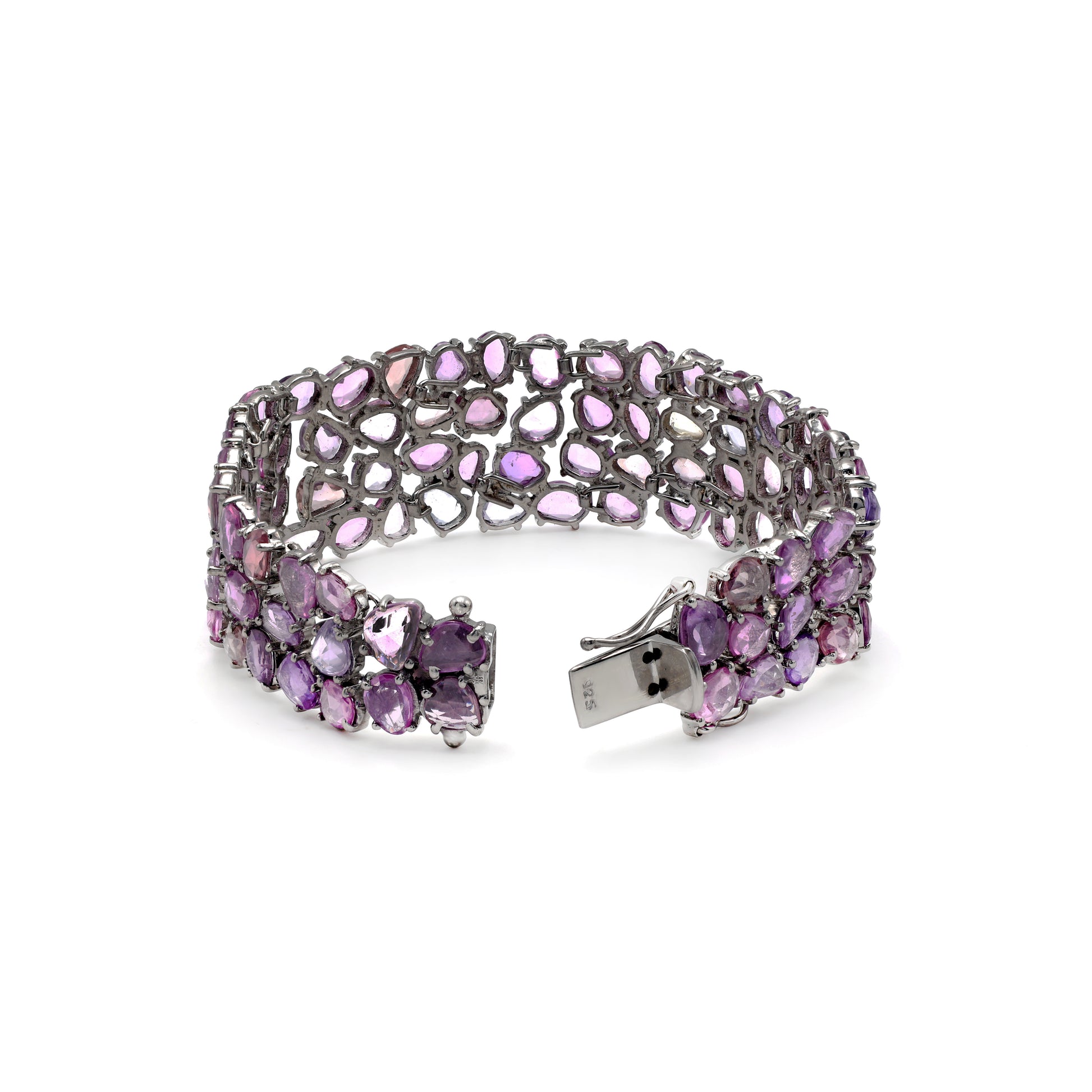 Black Rhodium plated 925 Silver Pink Sapphire Bracelet 2