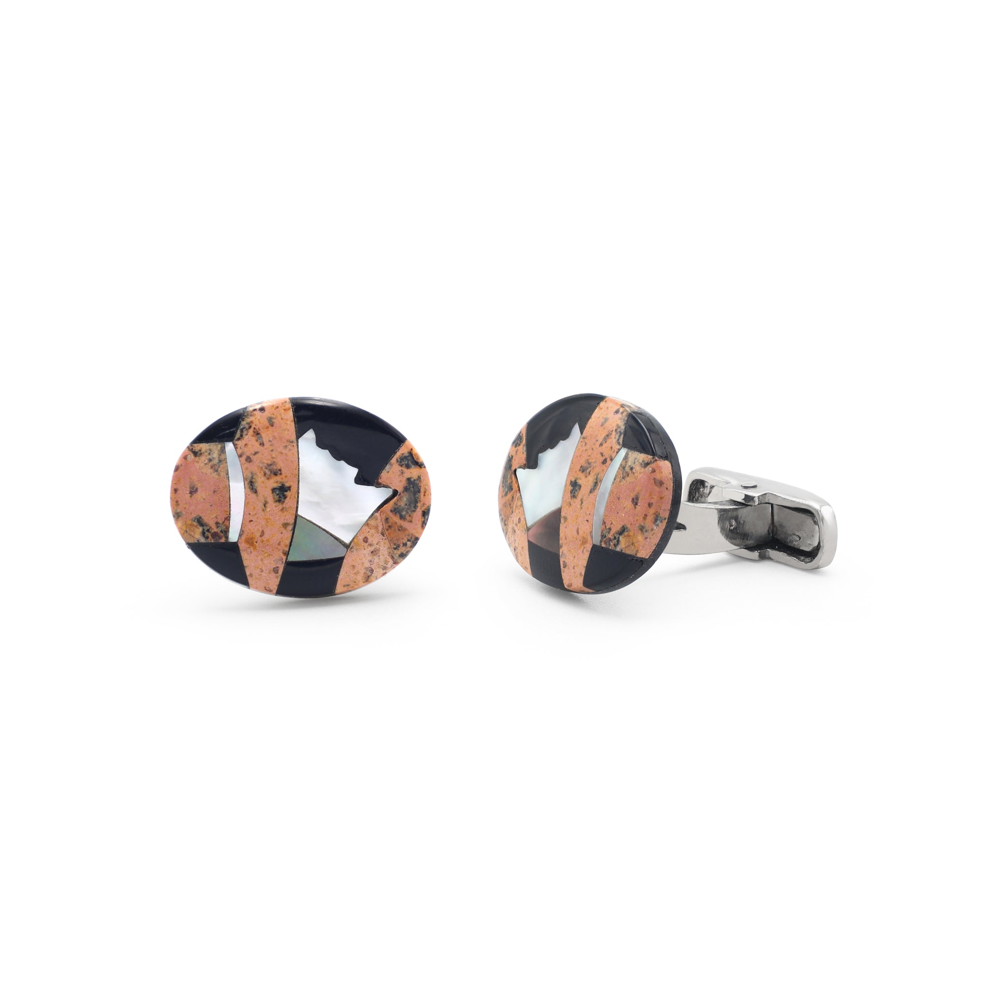 Mother of Pearl, Black Onyx & Jasper Cufflinks