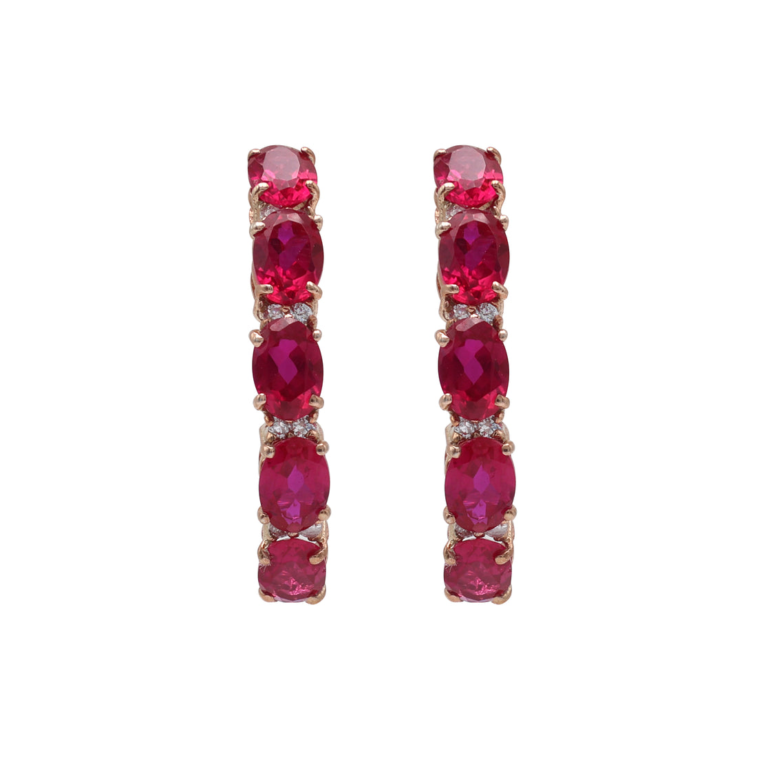 Cubic Zirconias & Lab-Grown Red Stone Earrings