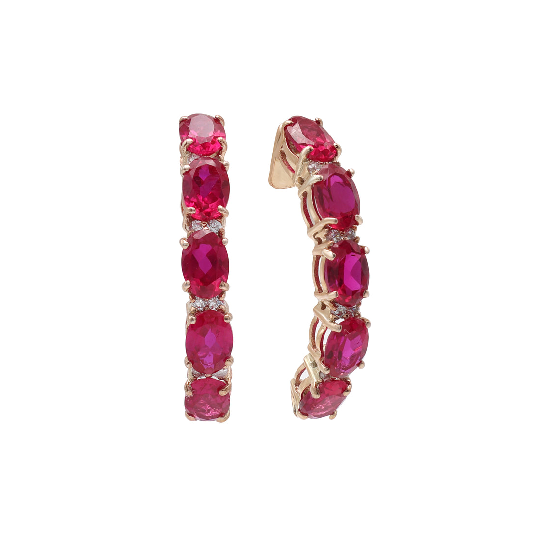 Cubic Zirconias & Lab-Grown Red Stone Earrings