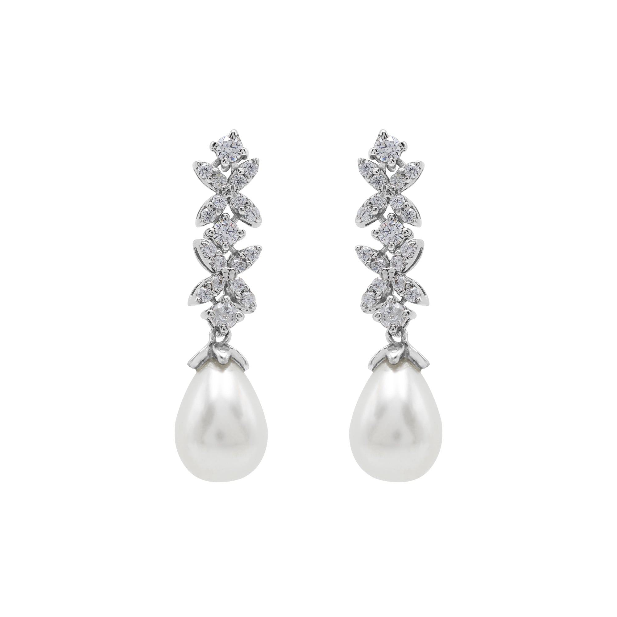 Cubic Zirconias and Fresh-Water Pearl Earrings