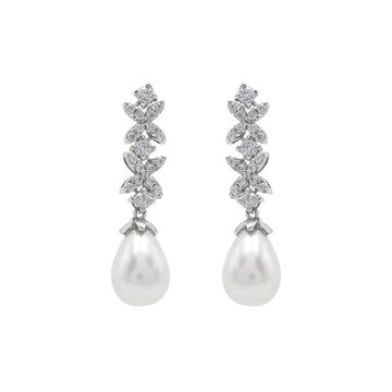 Cubic Zirconias and Fresh-Water Pearl Earrings