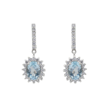 925 Sterling Silver Blue Topaz Dangle Earrings