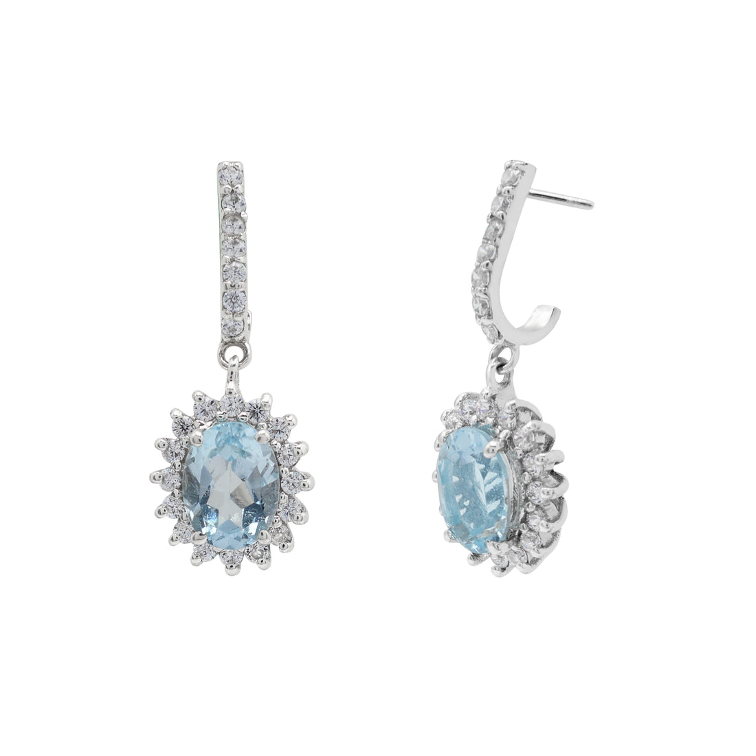 925 Sterling Silver Blue Topaz Dangle Earrings