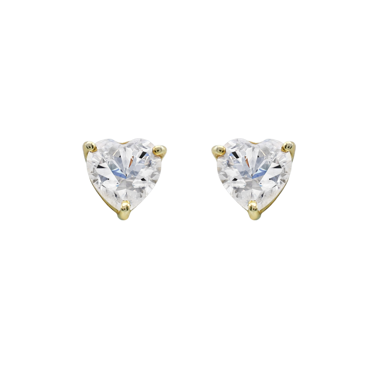 Heart-Cut Moissanite Solitaire Stud Earrings in Gold Finish 925 Sterling Silver