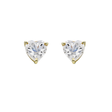 Heart-Cut Moissanite Solitaire Stud Earrings in Gold Finish 925 Sterling Silver