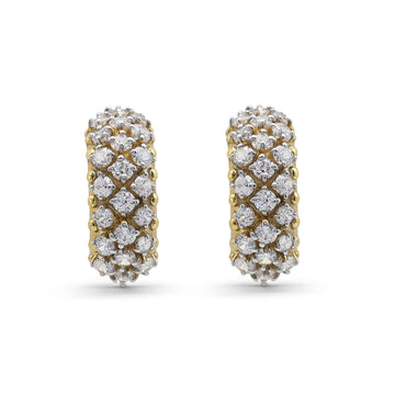 Sparkling Pavé Cubic Zirconia J-Hoop Earrings in Two-Tone 925 Sterling Silver