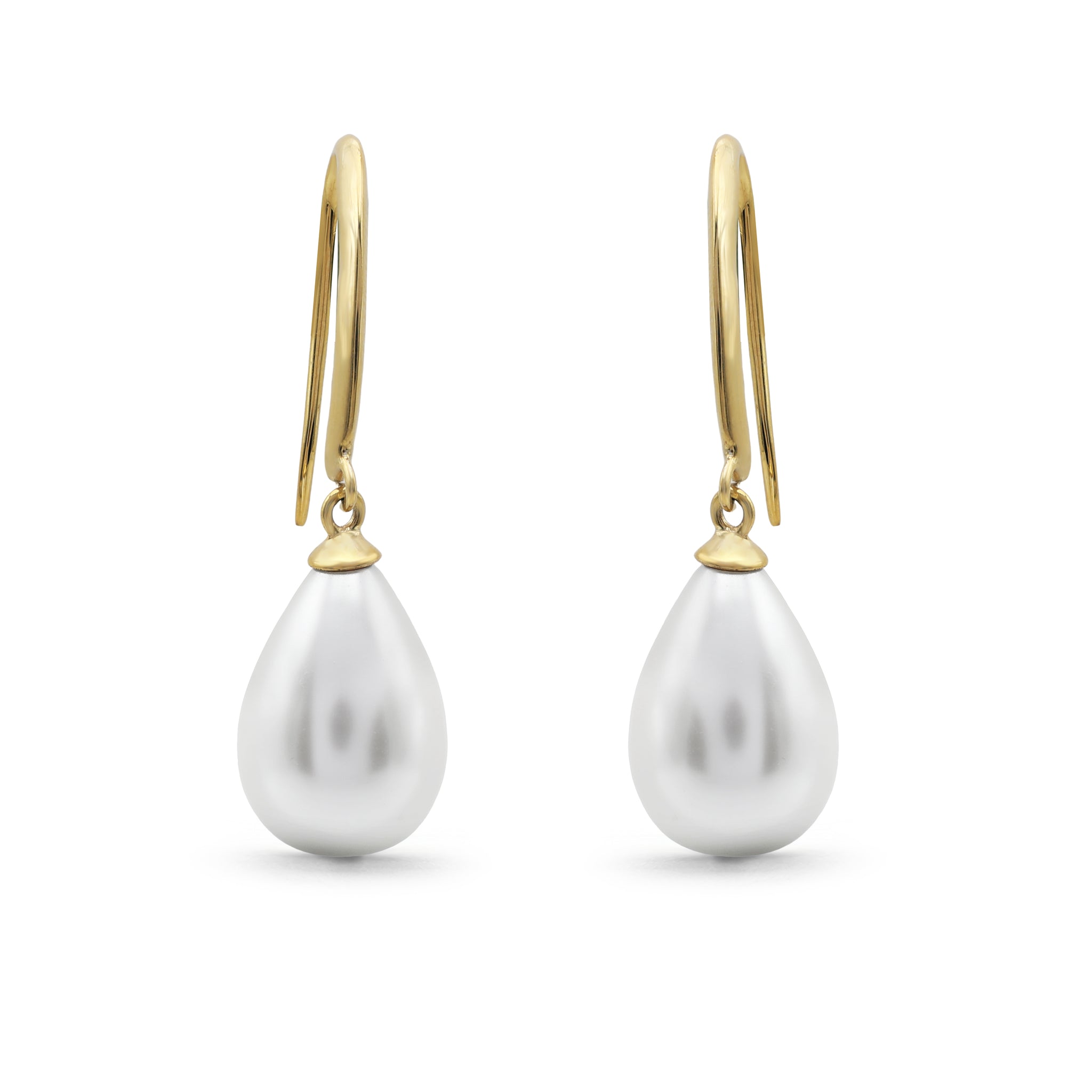Elegant Teardrop Freshwater Pearl Drop Earrings in Gold Finish 925 Sterling Silver