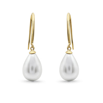 Elegant Teardrop Freshwater Pearl Drop Earrings in Gold Finish 925 Sterling Silver
