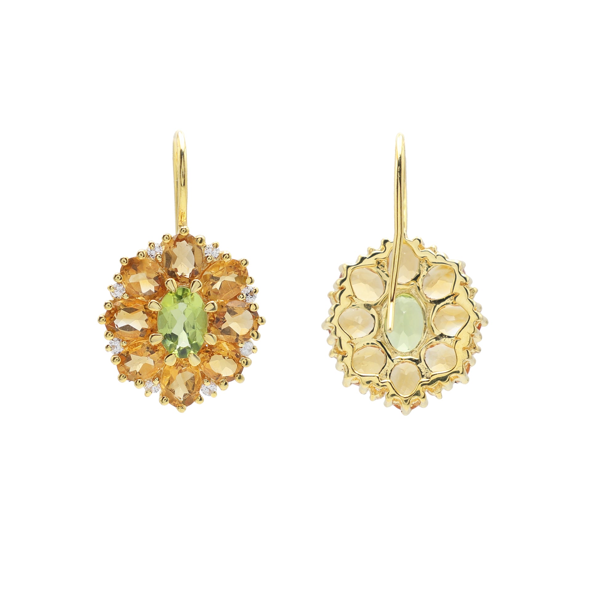 Elegant Citrine & Peridot Earrings – Stunning Birthstone Jewelry for Every Occasion Back View