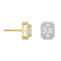 Gold and diamond earring on a white background