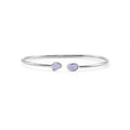 Minimalist Open Cuff Bangle with Freeform Purple Sapphire in 925 Sterling Silver
