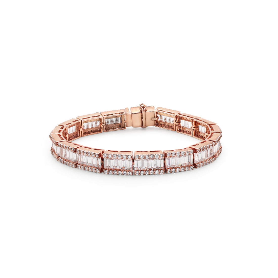 Rose Gold Plated Cubic Zirconia Bracelet - 925 Silver Bracelet