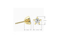 Gold star-shaped earrings with clear gemstones on a white background