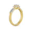 Round Halo Diamond Ring in 18K Yellow Gold with Split Shank Band Back View
