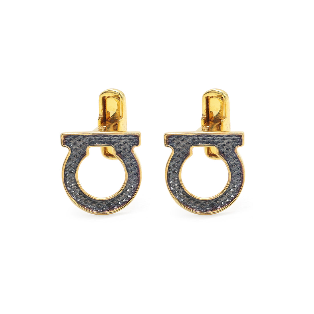 Silver Horseshoe Cufflinks Yellow Gold plated Side view