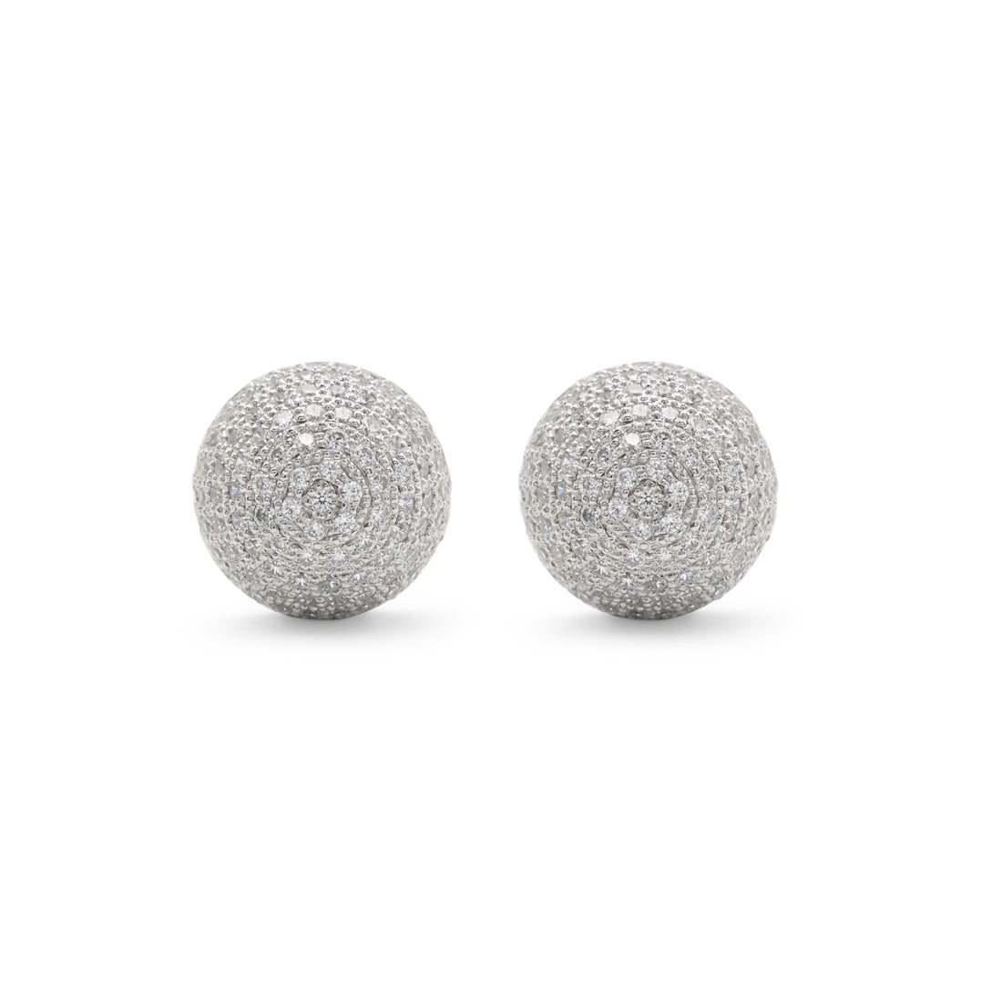 White Gold Plated Cubic Zirconia Cufflinks In 925 Sterling Silver
