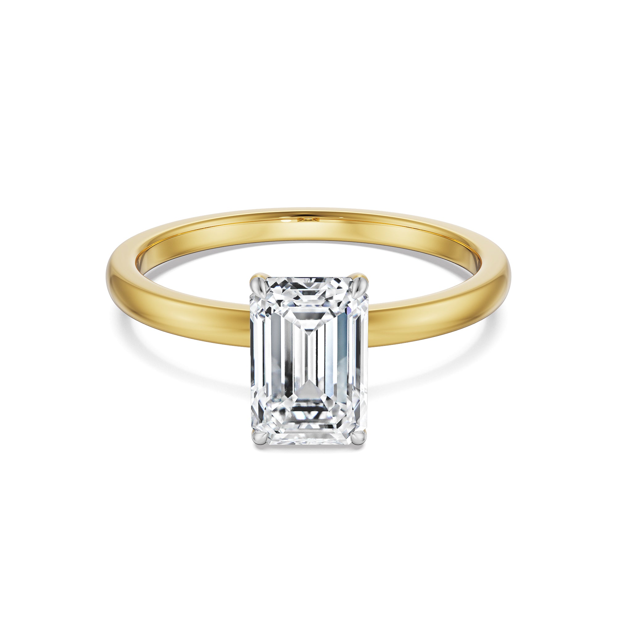 Emerald Cut Diamond Solitaire Ring in Yellow Gold