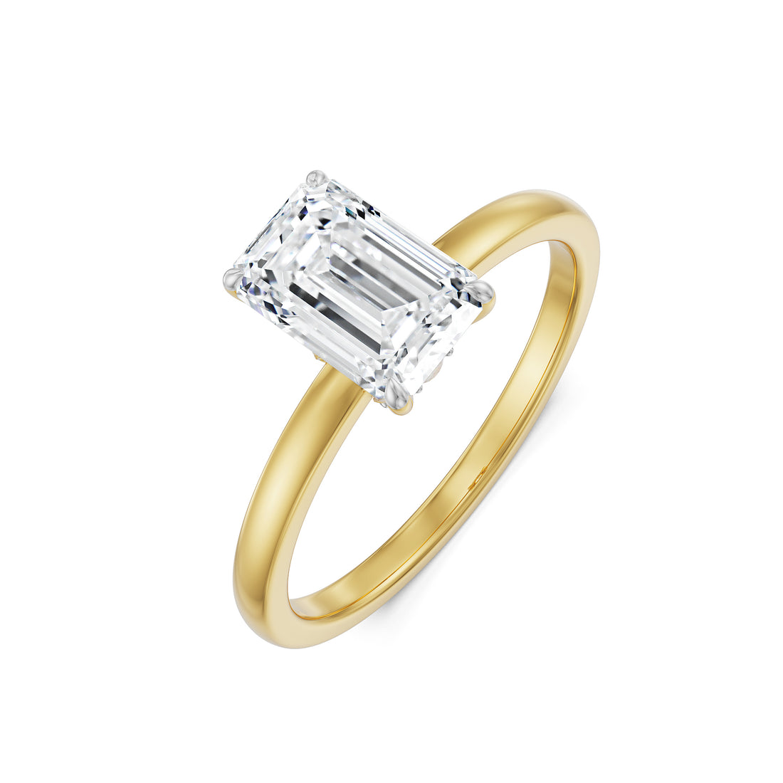 Emerald Cut Diamond Solitaire Ring in Yellow Gold